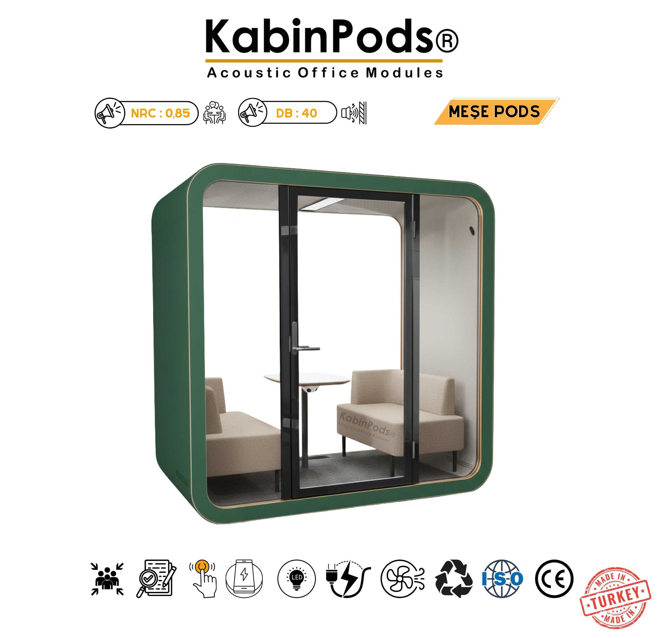 Akustik Kabin NRC11 - Premium Ses Yalıtımlı Telefon Kabini ve Fiyatları